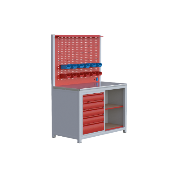 SEGURA 130CM 5 ÇEKMECELİ RAFLI ÇALIŞMA TEZGAHI